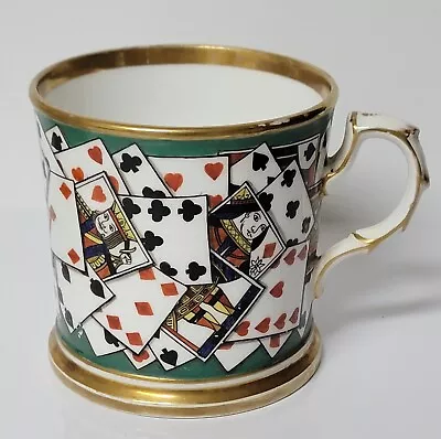 Buy Antique Royal Crown Derby Porcelain Playing Cards Huge Toasting Cup Mug C.1845 • 403.21£