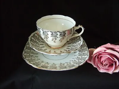 Buy Vintage English  Bone China Trio Tea Cup Saucer & Plate   Gold  Design • 4.50£