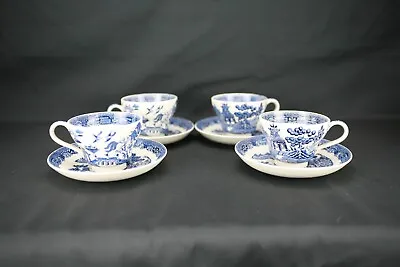 Buy Vintage Wedgwood Set Of 4 Willow Series Tea Cups & Saucers, Great Set • 32£