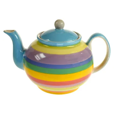 Buy Rainbow Stripe Large Teapot New Colours Ceramic Pottery Fair Trade Hand Painted  • 18.95£