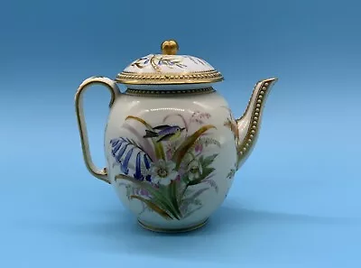Buy Small Antique Victorian Royal Worcester Jewelled Teapot 1873 - Hand Painted • 19.99£