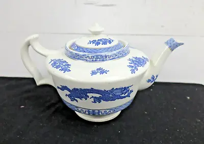 Buy Cauldon Teapot Porcelain Blue & White Chinese Dragon Gold Gilt England • 9.99£