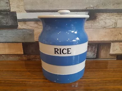 Buy TG Green Cornishware Blue White Rice Storage Jar Lidded Vintage Blackstamp  • 29.99£