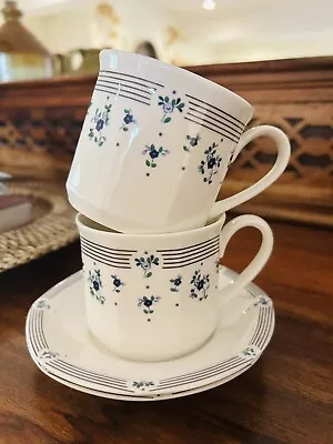 Buy 2 Sets Of Royal Doulton Calico Blue 1988 Cups & Saucers In Perfect Condition • 8£