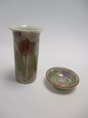 Buy Jersey Pottery Tulip Bud Vase And Matching Trinket Dish Hand Painted Signed CL • 16.99£