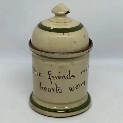 Buy Torquay Pottery Lidded Pot Motto War Scandy 6in Chip To Lid • 6.99£