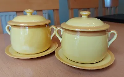 Buy 2 X Vintage Small Carltonware Lidded Pot With Plate Yellow & Orange. Pre Owned  • 14.50£