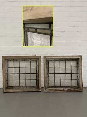 Buy Pair Of Reclaimed Leaded Light Stained Glass Wooden Window Panels • 195£