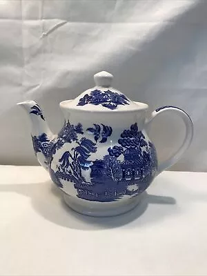 Buy Vintage Sadler Blue & White Willow Pattern Windsor England Teapot • 19.99£