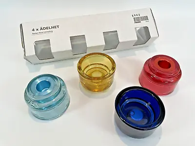 Buy IKEA Adelhet Glass Candle Holders - Navy, Red, Blue, Yellow - Reversible • 19.99£