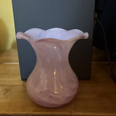 Buy Hand Blown Studio Glass Vase - Purple White Pink Swirl Stunning Marbled Swirl • 25£