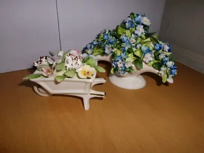 Buy Flower Display Ornaments :royal Adderley Wheelbarrow And One Other China Display • 2.95£