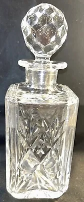 Buy Cut Glass Crystal Decanter Square With Stopper Vintage 23 Cm Tall 8.5 Cm Wide • 16£
