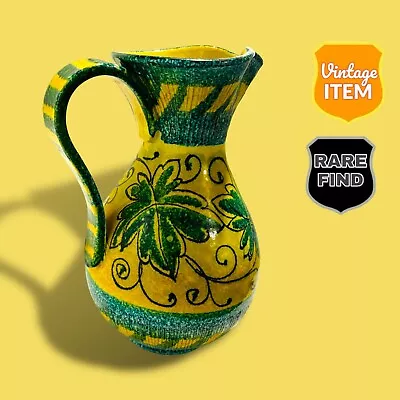 Buy Vintage Italian Pottery Mancioli Raymor Jug Yellow Pitcher Vase. RARE! • 46.99£