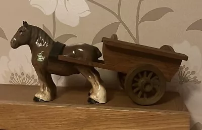 Buy Vintage Ceramic Shire Horse Melba Ware & Wooden Cart - Used - VGC • 8.50£