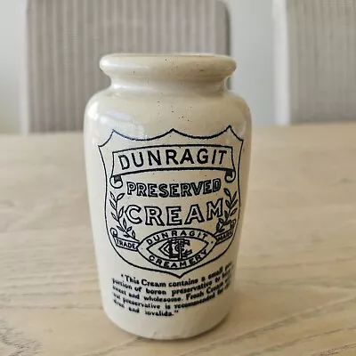 Buy Early 1900s Stoneware Crock Victorian Advertising Jar Dunragit Preserved Cream • 15£