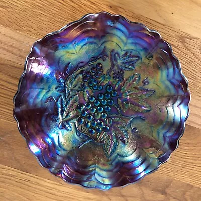 Buy Antique Imperial Carnival Glass Grape Iridescent 9  Amethyst Bowl - Lot 25 • 28£