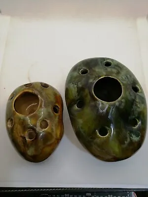 Buy Cobb Pottery Devon Green  Brown Glazed Pebble Vase Flower Frog Plus One Unmarked • 15£