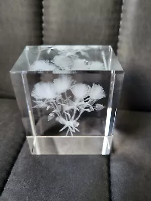 Buy 3d Laser Etched Crystal Glass Roses Paperweight • 8.50£