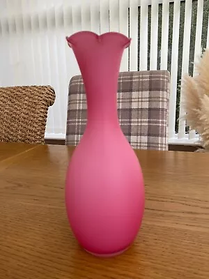 Buy Vintage Pink Satin Wear Fluted Glass Vase • 12£