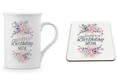 Buy Floral 80 Mum Novelty Gift Fine Bone China Mug & Coaster • 4.49£