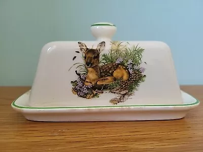 Buy Vintage Royal Victoria Pottery Staffordshire Wade Butter Dish Deer Design Fawn  • 19.99£