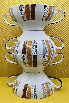 Buy Vintage Burleigh Ware 'Costa Brava' Porcelain 4 Soup Cereal Bowls, Collectible • 14.99£