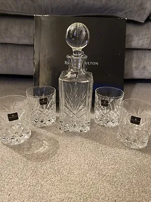 Buy Set Of 4 Whisky Glasses & Decanter Royal Doulton Lead Crystal Set Rare • 125£