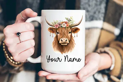 Buy Personalized Highland Floral Cow Mug, Personalized Gifts, Personalized Mugs • 14.64£