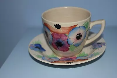 Buy A Rare Clarice Cliff Lynton Demi Tasse Coffee Can & Saucer  Anemone  1934 • 85£