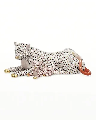 Buy PRISTINE HEREND HVNGARY Lion / Lioness W/ Cub 24k Gold Fishnet Figurine #87/150 • 1,042.24£