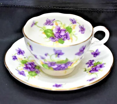 Buy Adderley Bone China England - Purple Violet Flower - Tea Cup & Saucer Set (217) • 36.99£