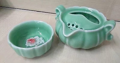 Buy Oriental Chinese Porcelain Green Pumpkin Tea Set For One Tea Pot Cup Gift Boxed • 25£