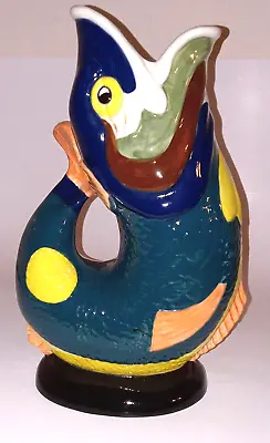 Buy Dartmouth Pottery Colorful Gurgle Fish Pitcher Devon England-NWT-10&3/4'  Tall • 33.19£