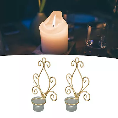 Buy 2PCS Wall Hanging Candlesticks Holder Gold Color Durable Metal Candle Holder New • 18.34£