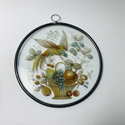 Buy Vintage Suncatcher  50s Beveled Leaded Glass Bird Fruit Basket Window Hanging • 14.28£