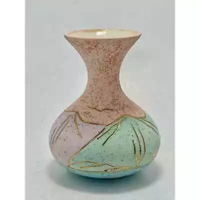 Buy Southwestern Art Pottery Hand Painted Vase W/ Gold Etching 5” Tall. • 14.38£