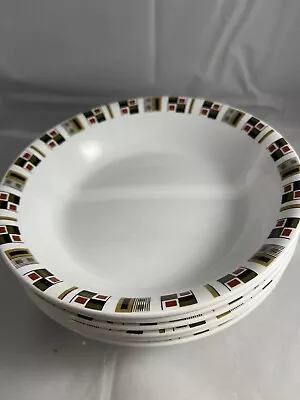Buy 6 ALFRED MEAKIN Glo White Cereal Soup Bowls Random Pattern 1960 Collectible VGC • 4£
