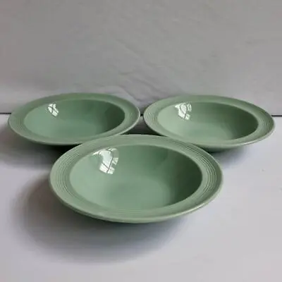 Buy Set Of 3 Woods Ware Bowls Green Beryl Vintage Rimmed 6.1/2  Cereal Dessert • 16£