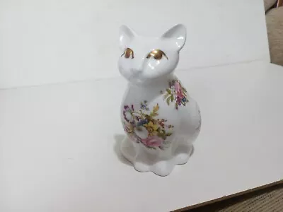 Buy Cat, Hammersley Fine Bone China White Cat With Floral Pattern • 12£