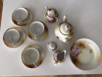 Buy Vintage 18 Pc NORITAKE M Hand Painted China Tea Set 4 Cups, Saucers, Cake Plates • 28.34£