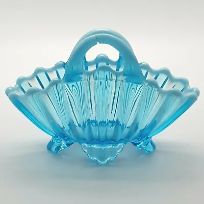 Buy Antique Vintorian C1890 Davidson Blue Pearline Glass Decorative Flower Basket • 12.95£