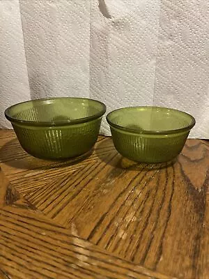 Buy 1940’s Jeannette Glass Serving Bowl Tree Bark Green Set 2 Bowls • 14.40£