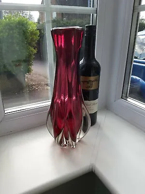 Buy Large Vintage Czech Chribska Ruby Art Glass Vase Designed By Josef Hospodka • 78£