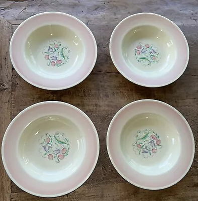Buy Susie Cooper Soup Bowls Set Of 4 Pink Dresden Spray VINTAGE Hand Painted • 30£