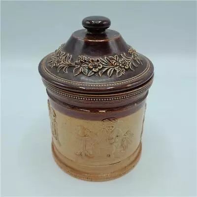 Buy Antique Doulton Lambeth Ware Covered Embossed Tobacco Jar 1858-1910 • 9.99£