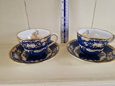 Buy A Stunning Pair Of Spode Blue White And Gold Teacups And Saucer • 0.99£