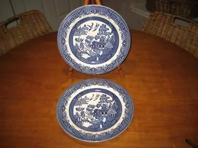 Buy Set Of 2 Vintage Churchill China Blue Willow England 10.5  Dinner Plates ~ GUC • 28.49£