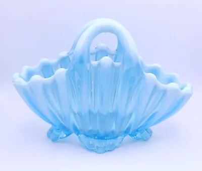 Buy Antique English Davidson Blue Pearline Glass Brideshead Basket Dish • 24.95£