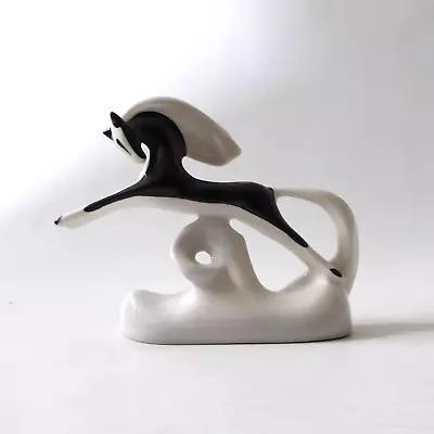 Buy Lomonosov USSR Porcelain Leaping Horse Figure, Modernist Black, Cmielow Style • 25£